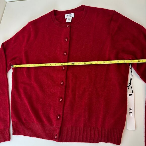 WILT Karanda Red Cashmere Bobble Button Cardigan Sweater - Picture 5 of 7